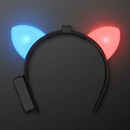 Blinking Red & Blue LED Cat Ears Headband - Blank